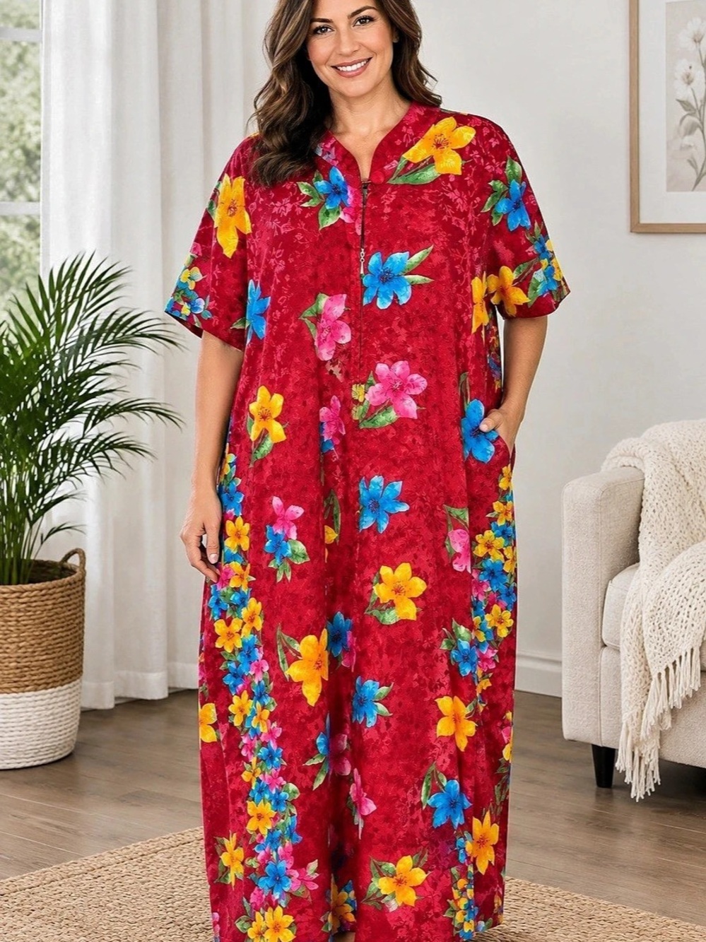VTG 80-90’s Simply Basic Floral Maxi Dress in Red & Blue
